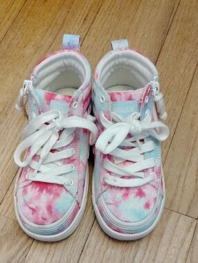 Billy Kids' Pink & Blue Tie-Dye Zip up High-Top Sneakers